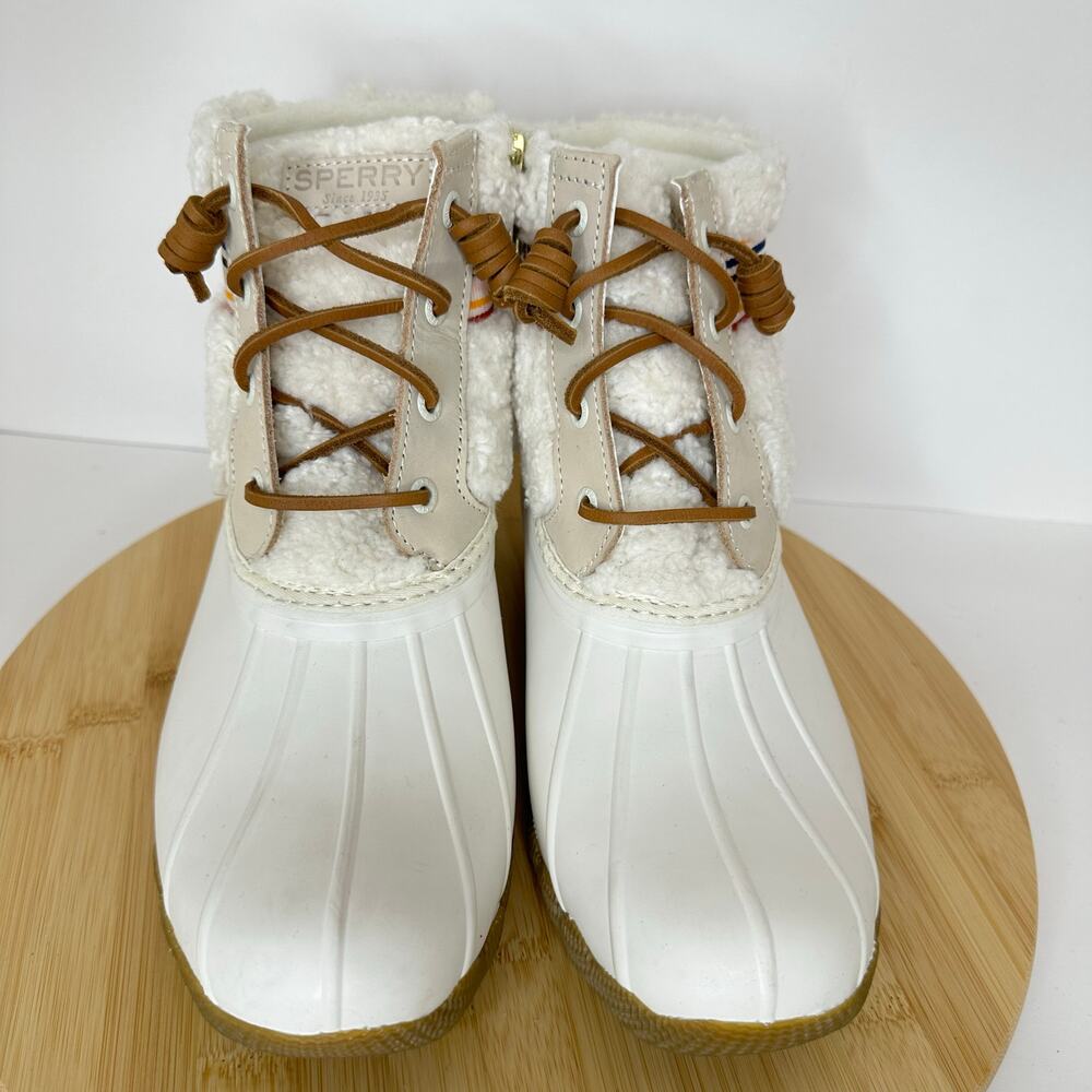 Sperry Top Sider Saltwater Duck Boots Sherpa Snow Rain Waterproof Sz 7.5 NEW - Picture 2 of 7